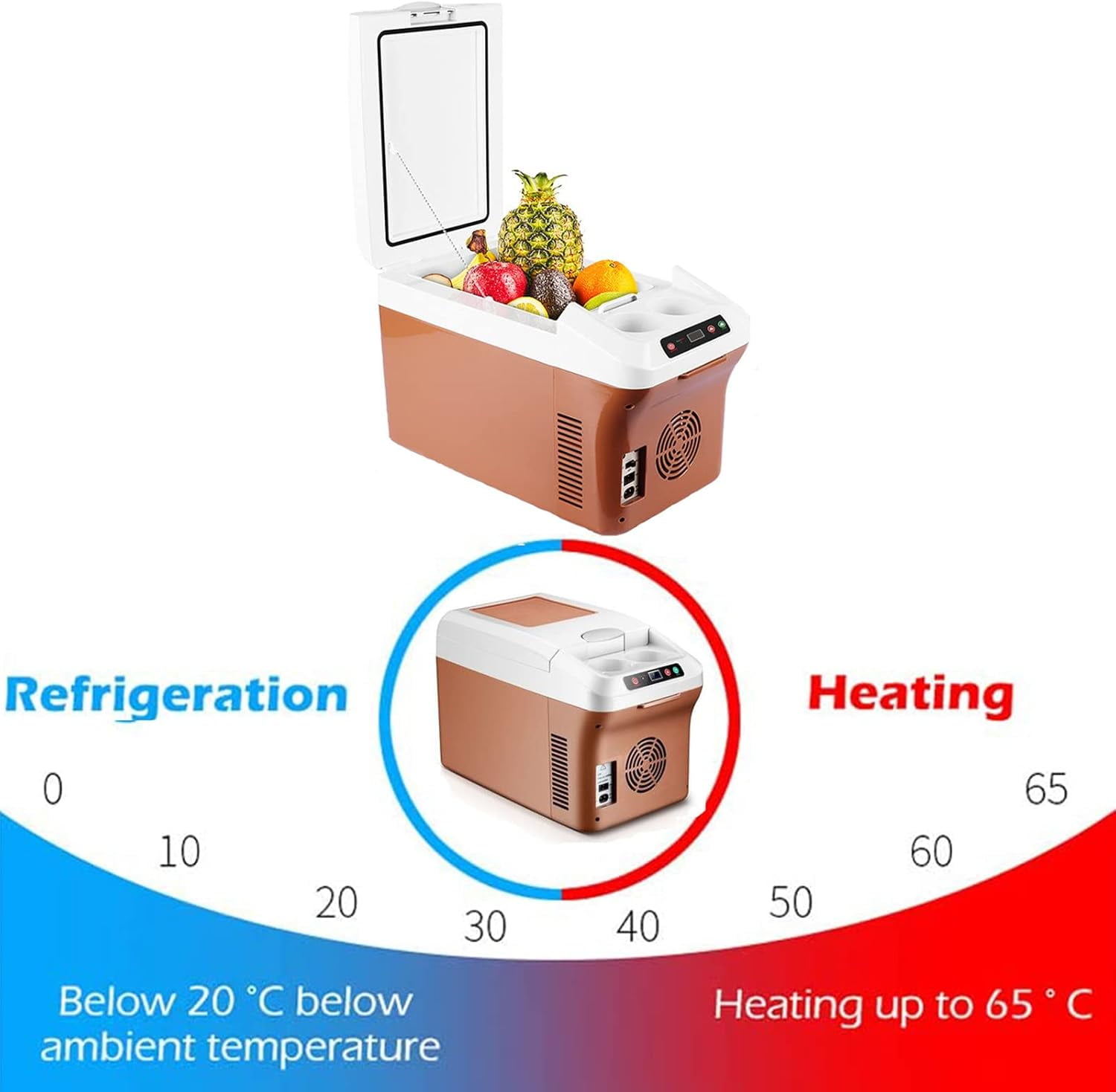 15L Car Electric Cooler and Warmer 12V/24V/110V, Hot Cold Portable Electric Cool Box Mini Fridge Quiet Camping Freezer Vehicle Truck RV Boat,Fast Cooling for Both Car And Home Use