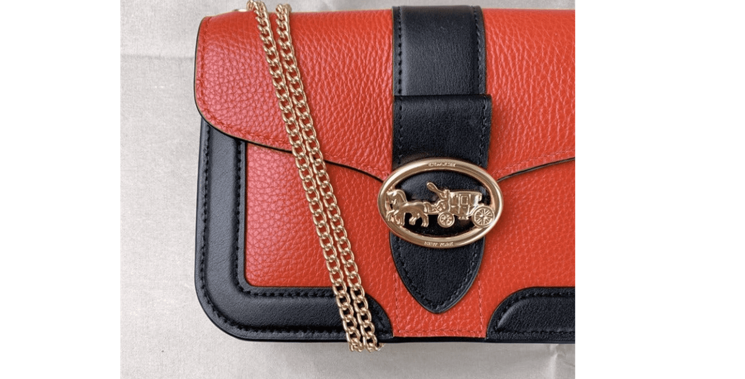 Coach (C6440) Small Colorblock Bright Poppy Pebble Leather Georgie Crossbody  Bag 