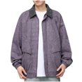 thumbnail image 2 of Maoxin Casual Jackets for Men Men Fashion And Casual Loose Collar Patchwork Color Blocking Versatile Jacket Youth Jacket Zipper Pocket Long Sleeved Hooded Denim Jacket Spring/Autumn Clothing Purple M, 2 of 8