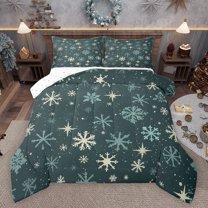 Castle Fairy Female Men Women Christmas Xmas Full Size Comforter Sets 3-Piece,Happy Winter Xmas Bedding Comforter Set,Green White Lightweight Bedding Sets,Luxury Bedroom Decor,Reversible