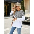 thumbnail image 5 of Deago Women Striped Color Block Long Sleeve Crew Neck Sweatshirt Casual Loose Fit Pullover Shirts Side Split Tunic Tops, 5 of 8