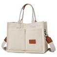 thumbnail image 1 of Sacs en Toile pour Femmes Couleur Unie Grande Capacité Poches Extérieures Sac à Main Extra Grand, 1 of 3