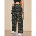 thumbnail image 5 of Women’s High Waisted Camo Cargo Pants – Baggy Wide Leg Trousers with Flap Pockets, 5 of 6