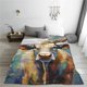 thumbnail image 5 of Balery Oil Painting Flower Cow Manta de Felpa Suave y Acogedora – Cobija de Franela Aterciopelada para Cama, Lavable y Cálida para Sofá, Mascotas, Transpirable-50"x40", 5 of 7