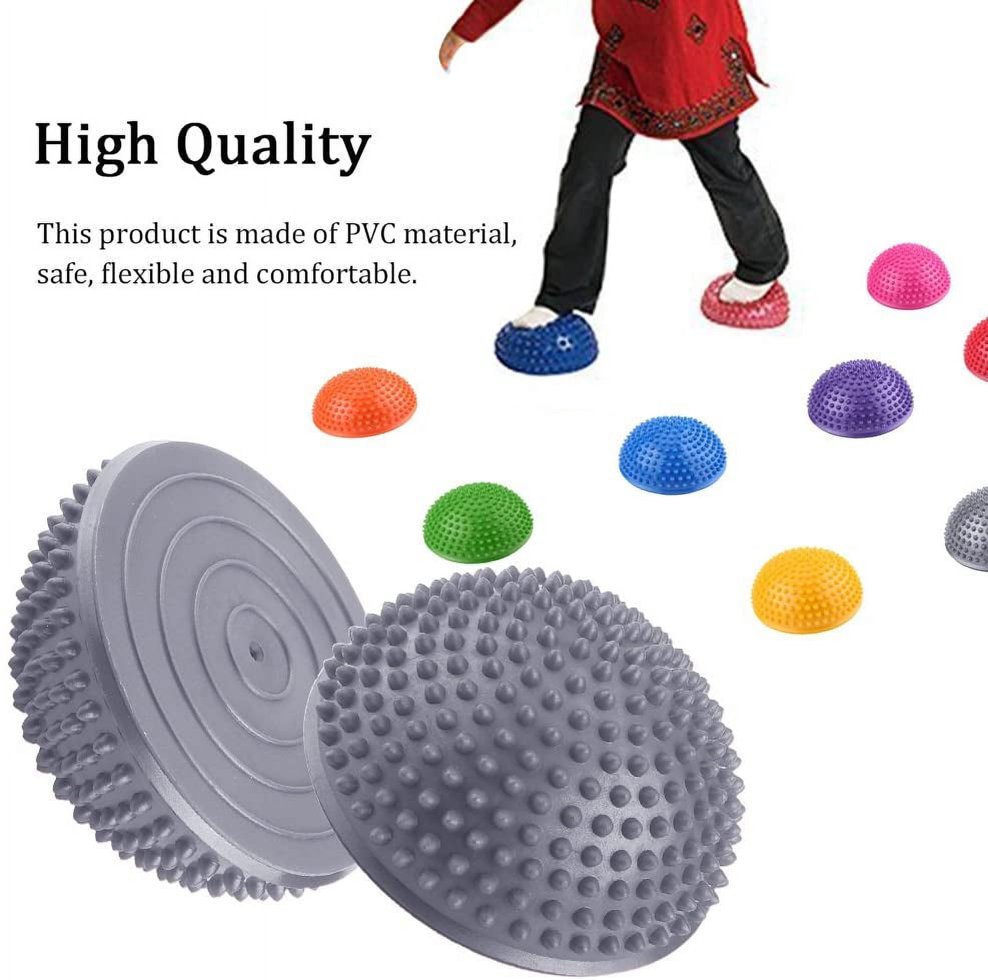 ABCISI 2Pcs/Lot Balance Pods, Half Ball Massage Foot Sports Balance Hedgehog Pimples Pilates Ball for Yoga Fitness Gymnastics Exercise (16cm, Silver)