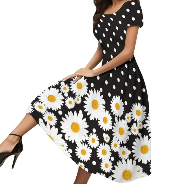 Vestido Largo Gibobby Verano Mujer Boho Beach Casual Manga Corta Estampado Floral Cuello Redondo
