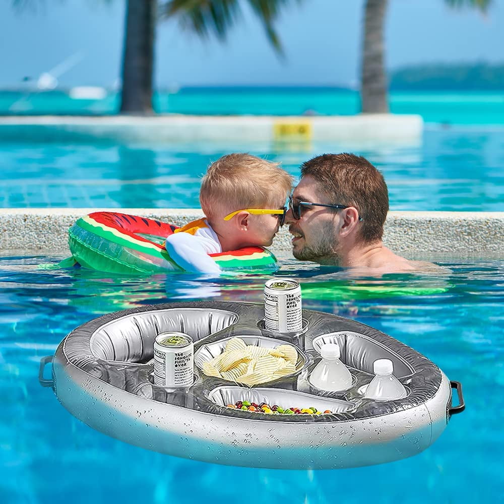 Inflatable Drink Holder Floating, 8 Holes, Large Capacity