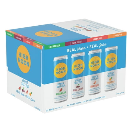 High Noon Vodka Hard Seltzer, Variety Pack, 12 Pack, 12 fl oz Cans, 4.5% ABV