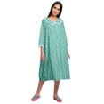 thumbnail image 2 of Moomaya Button Placket Knee Long Nightdress For Women Printed Nightwear, 2 of 6