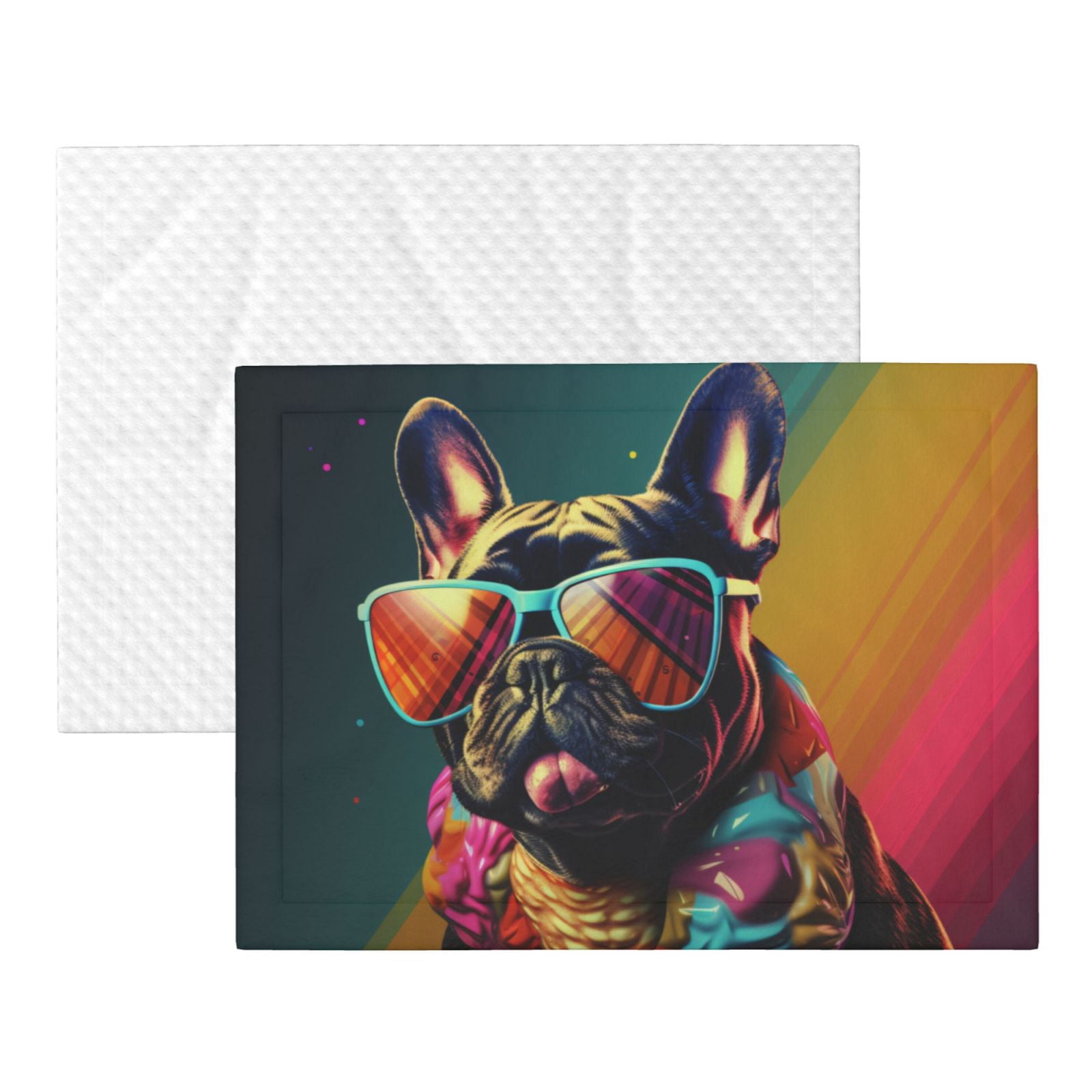 Naloa Retro Bulldog Sunglasses Dog Blanket, 3 Sizes Cat Blanket for Indoor Cats Large Medium Small Dog Gifts-Small