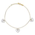 thumbnail image 4 of Real 14kt Two-tone Twisted and Diamond Cut Hearts 9in Plus 1in ext Anklet; 9 inch; for Adults and Teens; for Women and Men, 4 of 4
