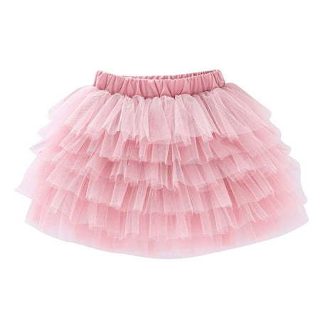 

ameIAEA Layered Tulle Skirt for Girl Solid Color Ruffle Birthday Party Dance Skirts Casual Princess Dress