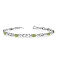 thumbnail image 1 of 14K White Gold Oval Peridot and Diamond Bracelet, 1 of 3