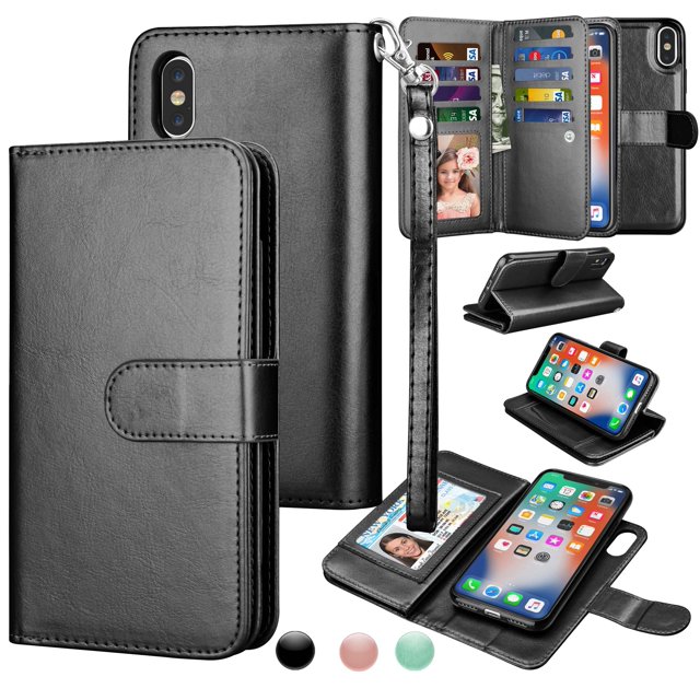 iPhone XS Max Case, Wallet Case iPhone XS Max, iPhone XS Max PU Leather Case, PU Leather Magnet Stand Wallet Credit Card Holder Flip Cover 9 Card Slots Case for iPhone XS Max 6.5" 2018