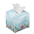 thumbnail image 6 of ZIATUBLE Sea Starfish Square Tissue Box Cover Leather Tissue Holders Decoration for Home Wear Resistant Tissue Box Cover Case with Snap Button Napkin Tissue Dispenser, 6 of 7