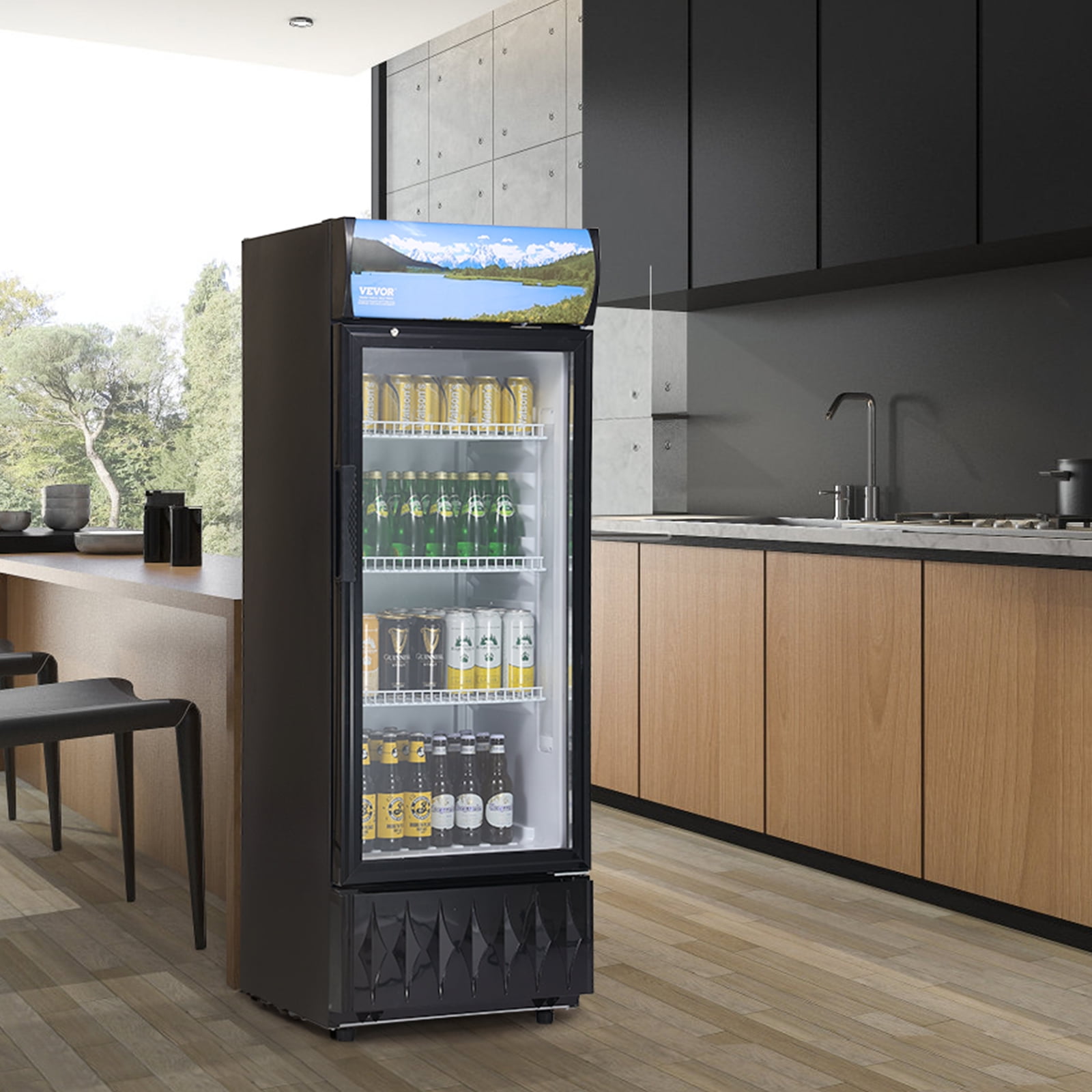 KFFKFF Commercial Merchandiser Refrigerator Cooler 6.8 Cu.Ft/ 195L with 3 Shelves