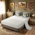 thumbnail image 4 of meiyoeat Vintage Lake Cabin Boat Landscape Full Size Bedding Sets for Men Women, Pine Forest Wildlife Full Size Bed in a Bag, Green Brown, Grey Reversible, 7pcs, 4 of 5