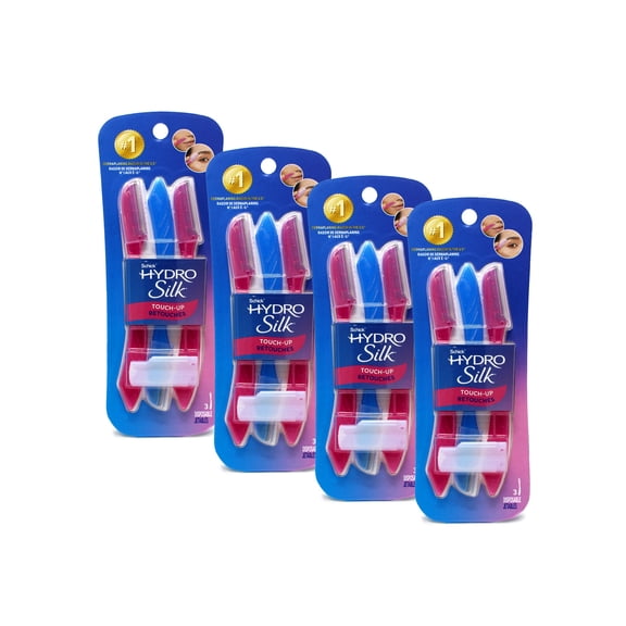 Schick Hydro Silk Touch-Up Manual Dermaplaning Face Razor with Precision Eyebrow Cover, Women’s Facial Razor, 3 Count Pack of 4