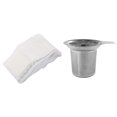 thumbnail image 1 of 1 colador de té de acero inoxidable, tamiz de té, filtro de alta densidad con mango y bolsa de 30 filtros de café por goteo, 1 of 8