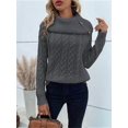thumbnail image 6 of Women'S Pullover Sweater Pile Collar Knit Raglan Sleeve Sweater Dark Grey M, 6 of 10