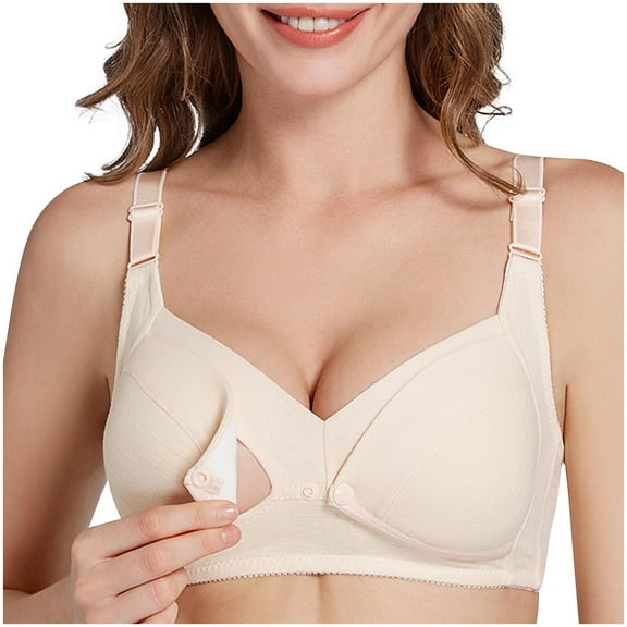 ZACPNCV Seamless Nursing Bras for Breastfeeding Soft Wireless Sleep Maternity Bralette Regular and Plus Size Beige 34/75B