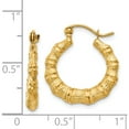 thumbnail image 5 of 14K Yellow Gold Polished Bamboo Design Hollow Hoop Earrings (13 X 3) Made In Indonesia s825, 5 of 6