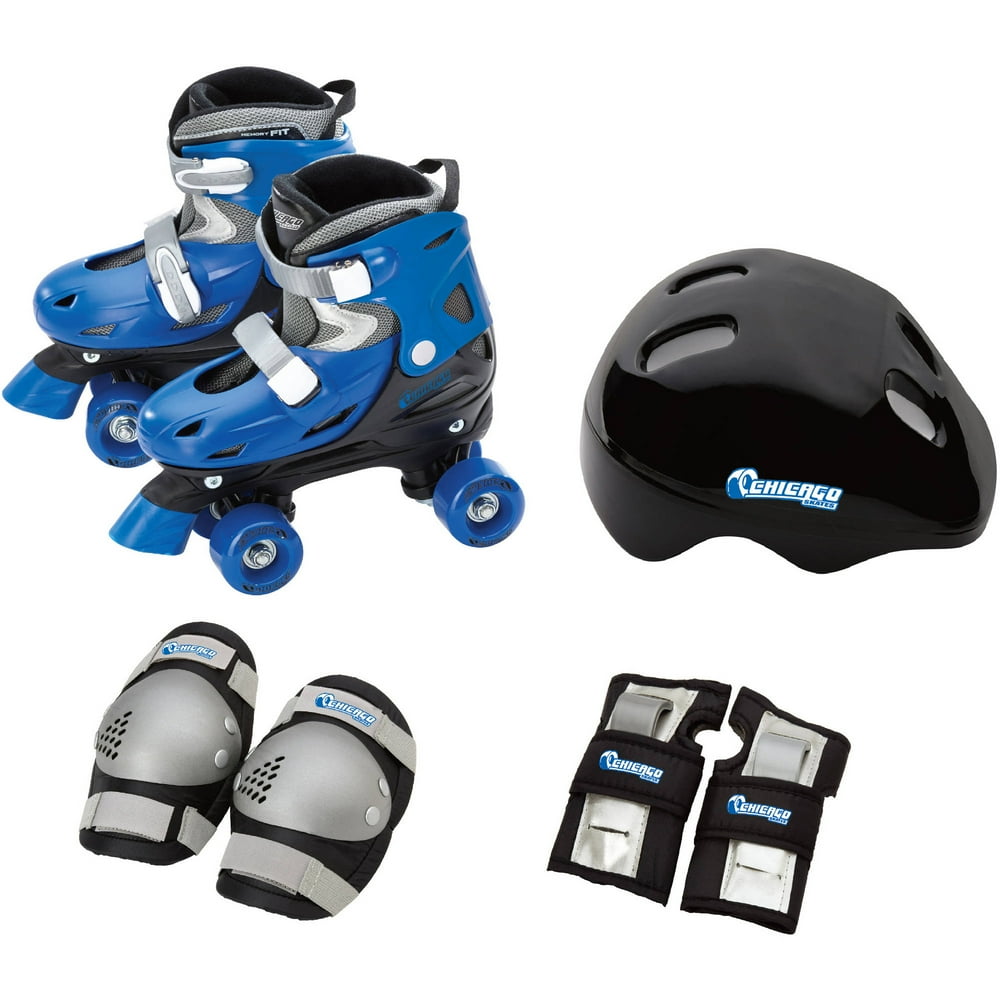 Chicago Boys' Adjustable Quad Roller Skates Combo Set Blue/Black/Gray