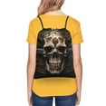 thumbnail image 4 of Sigee Metal Style Horned Skull for Drawstring Zipper Backpack ,Waterproof, Durable, Lightweight Gym Bag for Sports, 4 of 5