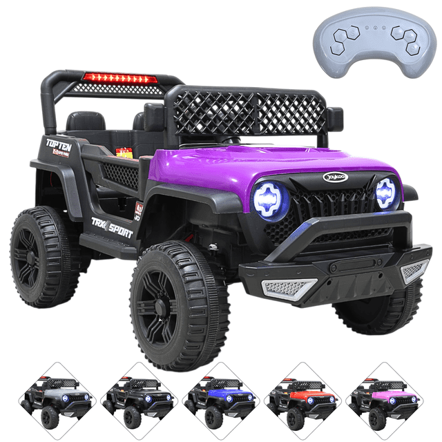 Camioneta Montable Eléctrica para Niños Luces y Bluetooth Música Control Remoto Doble Motor Modo Mecedora y Batería 12V - Morado