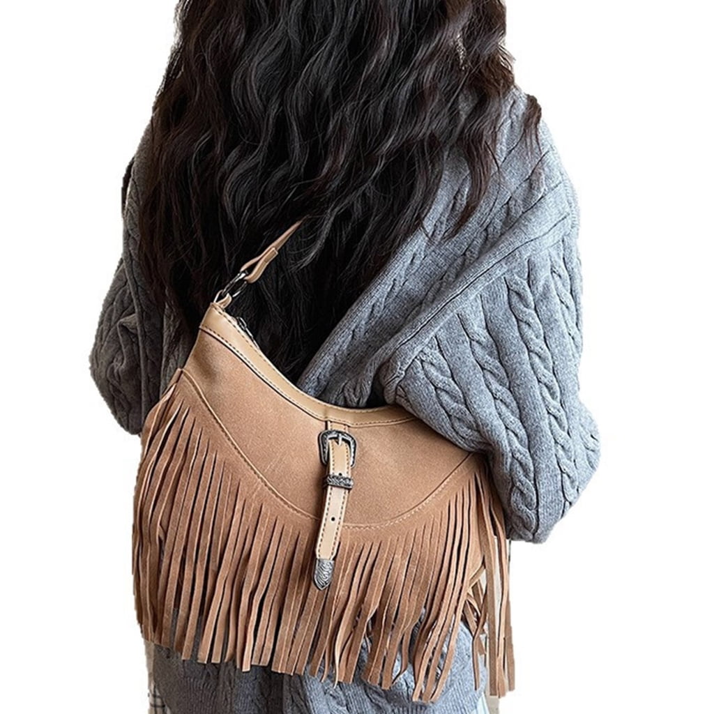 Fashion Hippie Western Cowgirl Purses Purses Fringe Hobos Bags for Women Faux Suedes Crossbody Bag tassels Shoulder Bag
