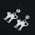thumbnail image 2 of 201 Stainless Steel Kitten Dangle Stud Earrings with Clear Cubic Zirconia Stretching Cat Stainless Steel color 18mm Pin: 0.8mm, 2 of 2