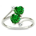 thumbnail image 2 of Star K � 6mm Simulated Emerald Two Double Hearts Bypass Promise Ring, 2 of 9