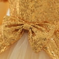 thumbnail image 2 of 2T Toddler Girls Wedding Princess Dress Party Dress Formal Pageant Dress 3T Toddler Girl Long Sleeve Contrast Color Tue Top Sequins Upper Ruffled Tulle Layer Elegant Party Dress Gold, 2 of 6