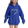 thumbnail image 2 of Girls Oversized Hoodies Paw & Love Heart Printed Pullover Sweatshirts Clothes for Kids Valentines Day Gifts, Blue 7 Years, 2 of 6