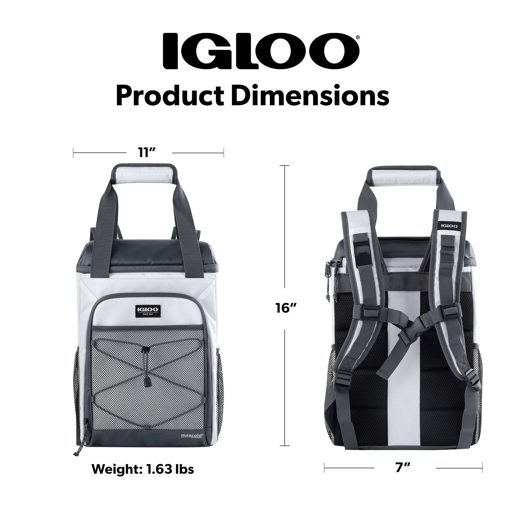 Igloo Marine Soft-Side Backpack Cooler, 28 Can Capacity, White and Gray