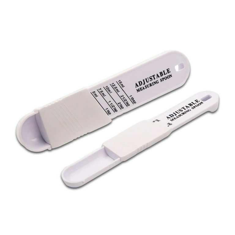 Pampered Chef Adjustable Measuring Spoon Sliding White 1/8-1/2 Cup //  25ml-125ml 