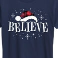 thumbnail image 3 of Instant Message - Believe Plaid Santa Hat Christmas - Women's Short Sleeve Graphic T-Shirt, 3 of 6