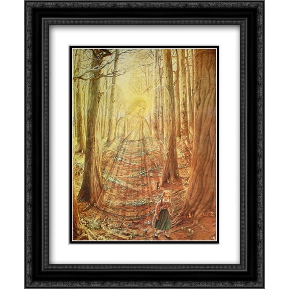 The Guardian Angel 2x Matted 17x21 Black Ornate Framed Art Print by Lauren Ford