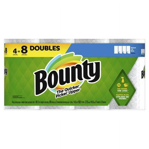 Bounty Select-a-Size Paper Towels, White, 4 Double Rolls