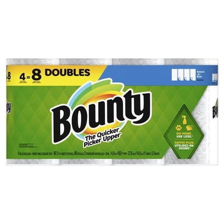 Bounty Select-a-Size Paper Towels, White, 4 Double Rolls