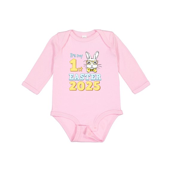 Inktastic It's My 1st Easter 2025 Boys or Girls Long Sleeve Baby Bodysuit