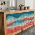 thumbnail image 6 of Teal Red Ocean Waves Tier Curtains 24 Inch Length, Summer Beach Coastal Abstract Cafe Short Curtains for Bathroom Over Sink, Small Kitchen Curtain Light Filtering Tiered Drapes 2 Panels 27.5"Wx24"L, 6 of 8