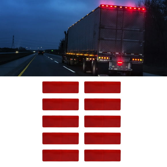 10pcs Rectangular Reflectors, Trailers Self Adhesive Rectangular Safety Reflector High Visibility, for Automobiles Mail Boxes Driveway Fence, 48x148mm