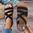 thumbnail image 3 of Rokment Women's Platform Wedge Strappy Fisherman Sandals Comfortable Elastic Orthopedic Low Arch Support Slip on Walking Summer Shoes for Vacation Travel Black Size 6, 3 of 8
