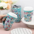 thumbnail image 3 of 3 Pack Reusable Iced Coffee Sleeves for Iced Coffee Cups or Drinks Reusable Neoprene Insulated Sleeves for Hot and Cold Drinks(White Flower), 3 of 6