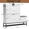 thumbnail image 6 of YINGYING Modern Shoe Cabinet Storage with Bench, Wood Narrow Hidden Shoe Cabinet with 2 Flip Drawers for Entryway, Shoe Rack Organizer for Hallway Living Room, 6 of 7