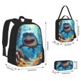 thumbnail image 2 of Pofeuu Colorful Underwater Shark Print Backpack Travel Backpacks With Lunch Bag Pencil Bag Set 3 pcs Set Cartoon Backpack, 2 of 7