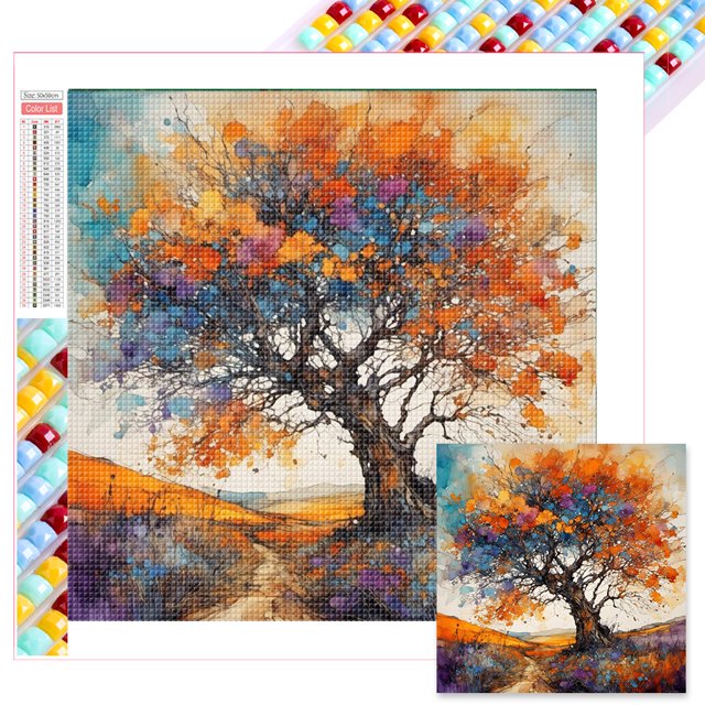 5D DIY Con Cuentas Cuadradas Completas Arte Arce Otoñal 55x55cm