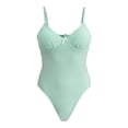 thumbnail image 5 of No Boundaries Women's Picot Neckline One Piece Swimsuit, Sizes XXS-XXL, 5 of 5