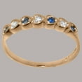 thumbnail image 3 of LBG British Made 14k Rose Gold Natural Diamond & Sapphire Womens Eternity Ring - 33 size options - Size 4.75, 3 of 9